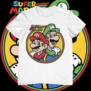 Super Mario & Luigi Vintage Graphic T-Shirt - Black/White